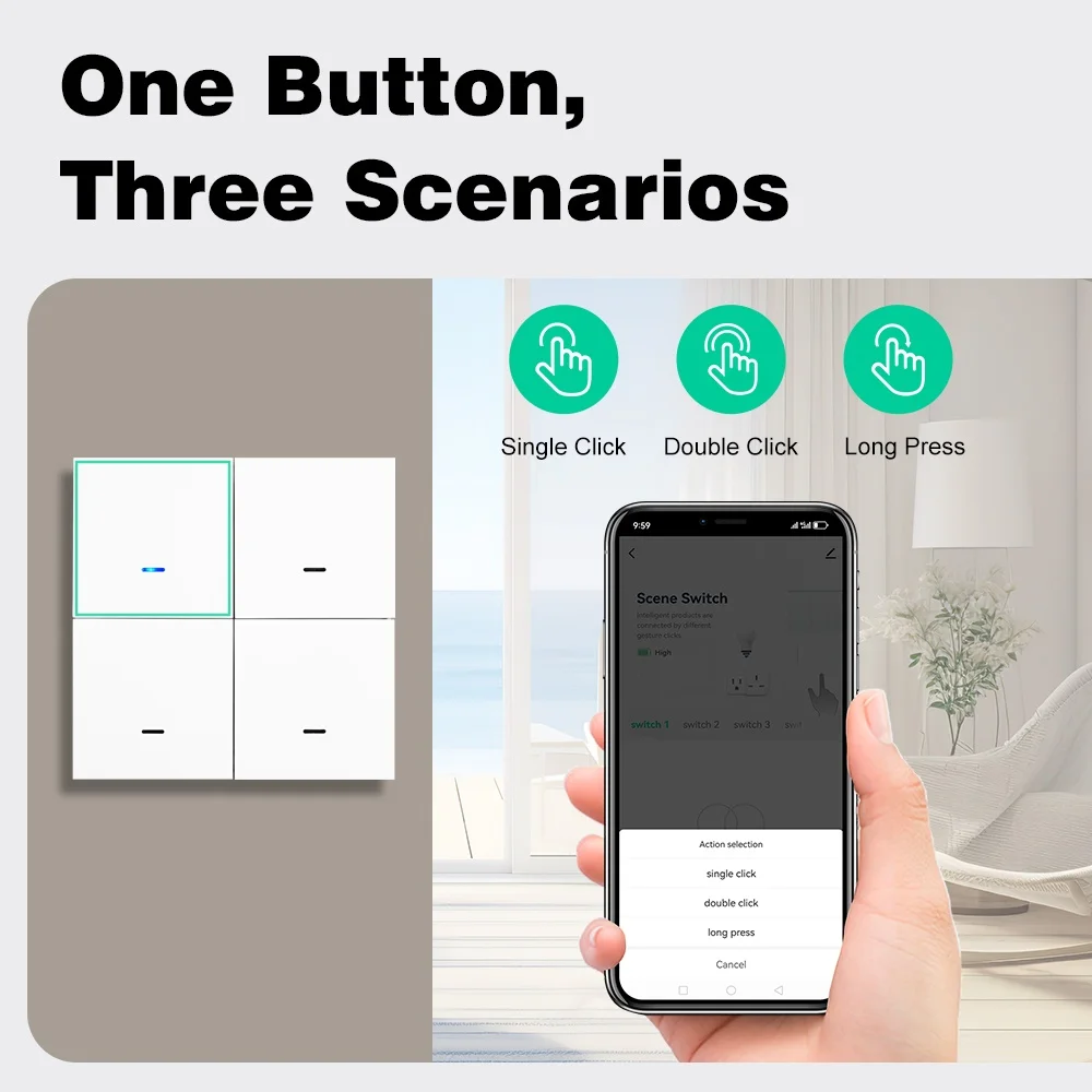 Tuya Zigbee 3.0 Wireless Smart Scene Switch 6 Gang 18 Scenario Push Button Remote Controller Battery Powered Devices Linkage