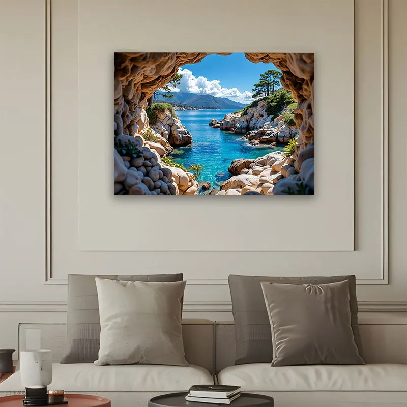 Luxury Tropical Coastal Ocean View Tapestry Wall Hanging Art Blue Paradise Landscape Decor 150x300cm