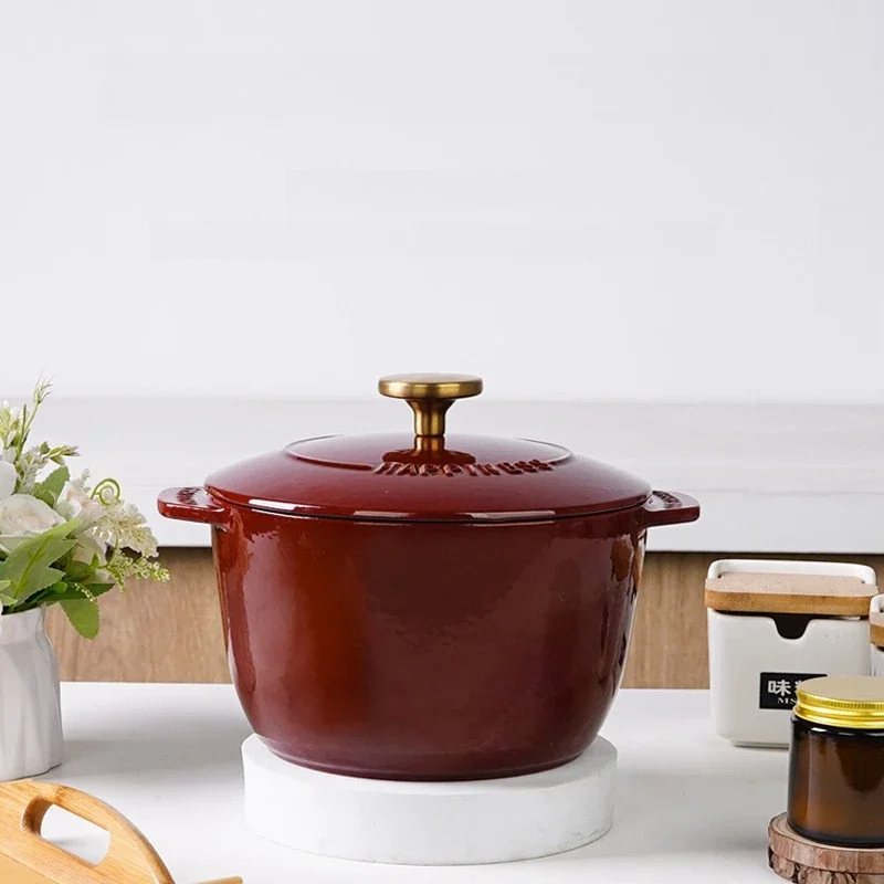 16cm - 20cm Household Cast Iron Crockpot, Multifunctional Pot for Soup Casserole, High Value Enameled Rice Kettle Cooker - Image 2