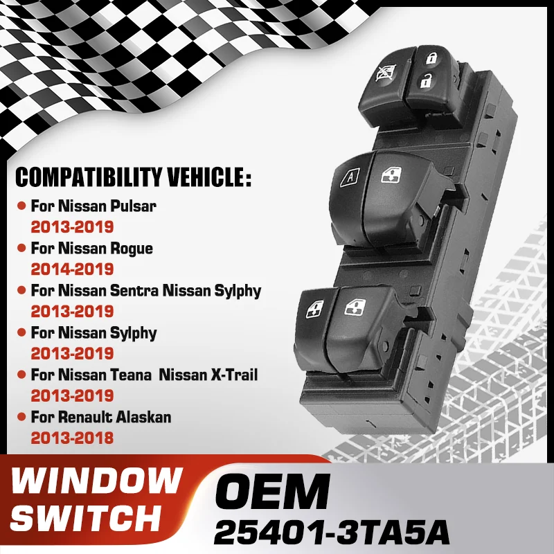 

Car Power Window Switch For Nissan Pulsar Nissan Rogue Nissan Sentra Nissan Sylphy Nissan Teana Nissan X-Trail Renault Alaskan