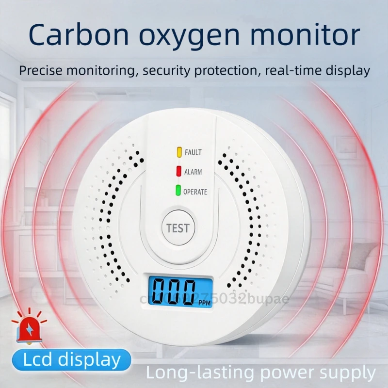 Digital Carbon Monoxide Detector CO Gas Monitor Alarm Sound & Light Warning CO Sensor Detector with LED Display for Home Office