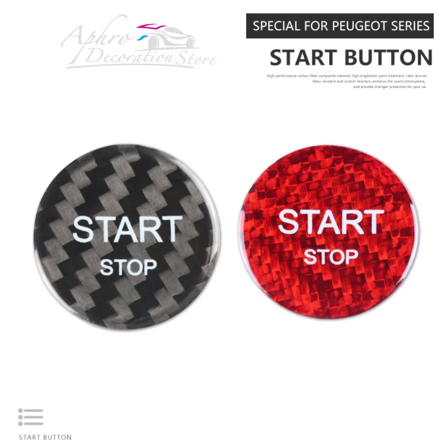 Carbon Fiber Start Stop Switch Car Engine Button Sequins Sticker Trim For Peugeot 408 308S 508 C4L 4008 5008 508L DS5 DS4 DS6