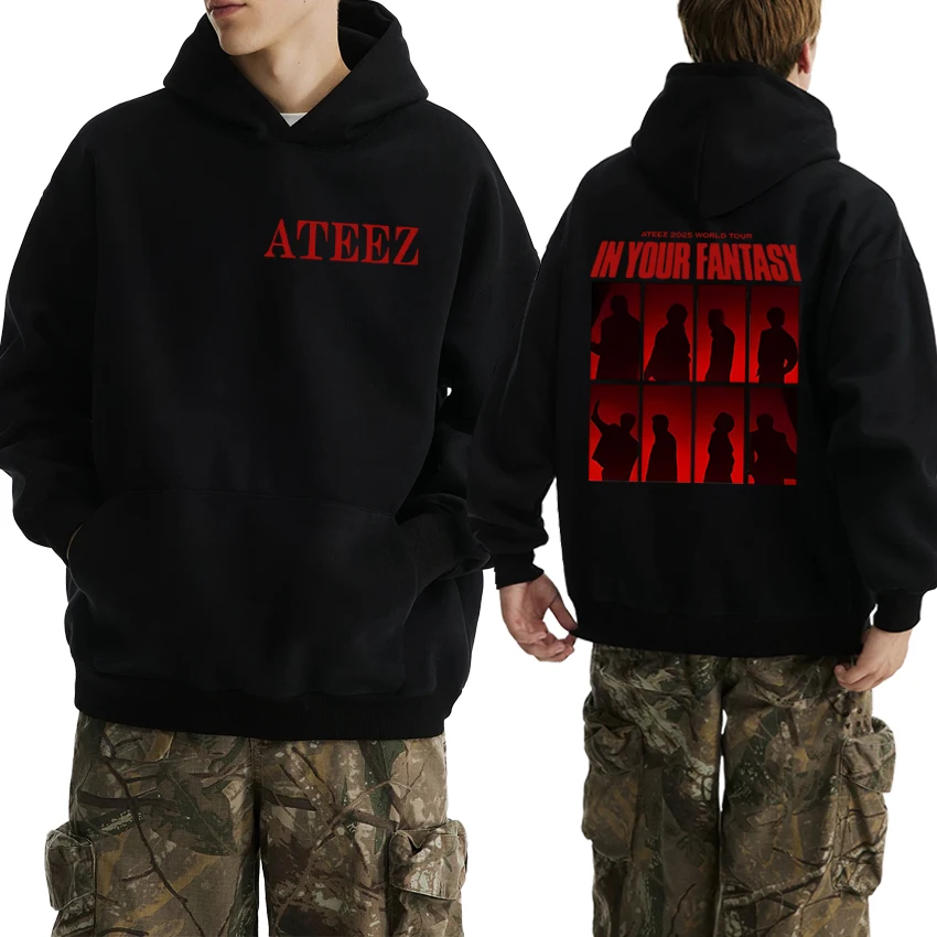 

Korea ATEEZ World Tour 2025 Double Sided printed New Hoodie Men women fashion Y2k Sweatshirt Unisex Fleece Long sleeve pullovers