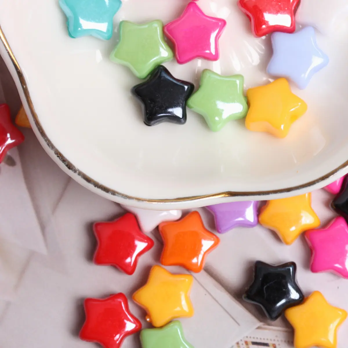 20Pcs/bag 10mm Little Stars Shaped Loose Beads For DIY Key Chain Necklace Bracelet Beading Material Jewelry Making