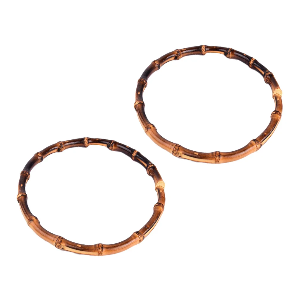

2Pcs Bamboo Round Handles Handmade Bag Handles 13cm Inside Diameter Coffee DIY Bag Accessories Replacement for Handbag Purse