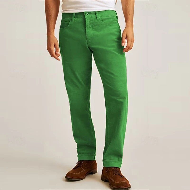 Pantaloni casual da lavoro per uomo Primavera Autunno Moda Pantaloni dritti larghi tinta unita Pantaloni da uomo in velluto a coste testurizzato vintage
