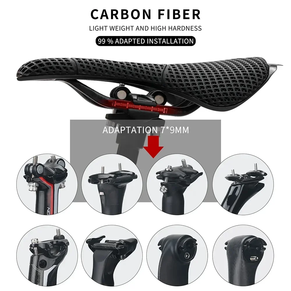 Bicycle Saddle 3D Printed Full Carbon Fiber Bike Seat Cushion Ultralight Road Mountain Gravel Bike Saddle Carbon Mtb Road Part