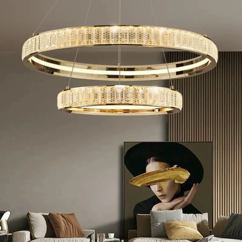 

CX248FR Gold Crystal Pendant Light Home Decoration Ceiling Chandelier Led Dining Room Hanging Lamps Long Lustres for Staircase