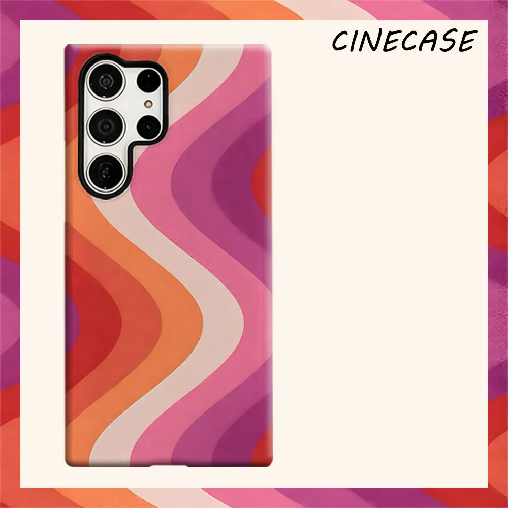 Retro Wave For Samsung Galaxy S26 S25 S24 A56 A36 Dual Layer Luxury Fashion Full Lens Protective Case