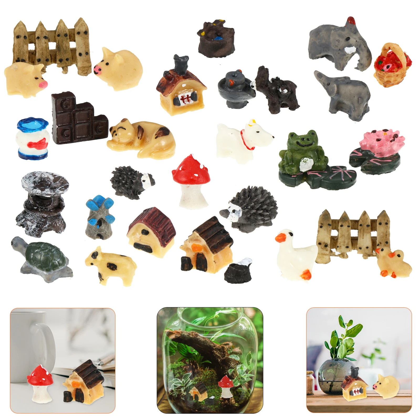

30pcs Resin Succulent Ornament Indoor Outdoor Garden Miniature Bonsai Decoration Mini Succulent Decor For Terrarium