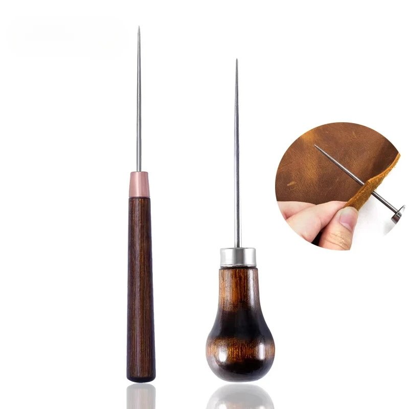 Wooden Hole Punch Tool for Leather Craft Leather Hole Punch Set – Straight Punch Awl for Hand Stitching rofessional Leather Perf