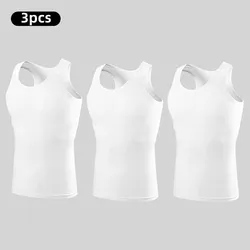 3-piece European and American Size MEN'S Pure Cotton Vest Solid Color Fashion Sleeveless Vest Bottoming Shirt Four Seasons Cloth