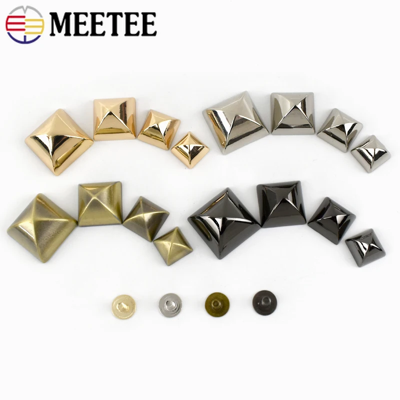 20Pcs 10/12/15/18mm Metal Nail Buckle Square Handbag Bottom Clasp Foot Button with Screws for Bag Tent DIY Hardware Accessories