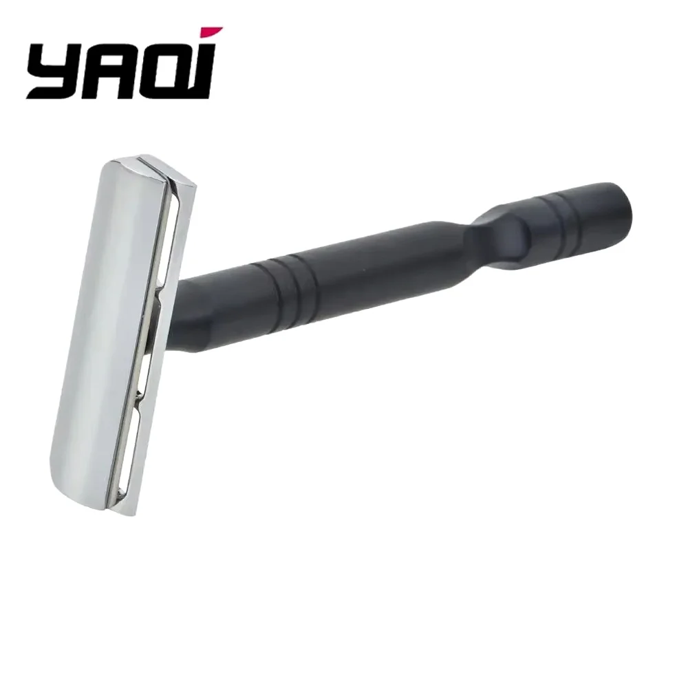 YAQI Chrome And Black Color Aluminum Handle Light Weight AC Blade Excalibur Single-edged Shaving Safety Razor Beard Shaver