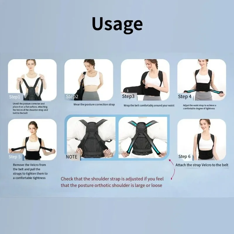 1PCS Unisex Posture Corrector Back Strap, Fully Adjustable Spinal Support Belt, Comfortable and Effective Upper Back Support