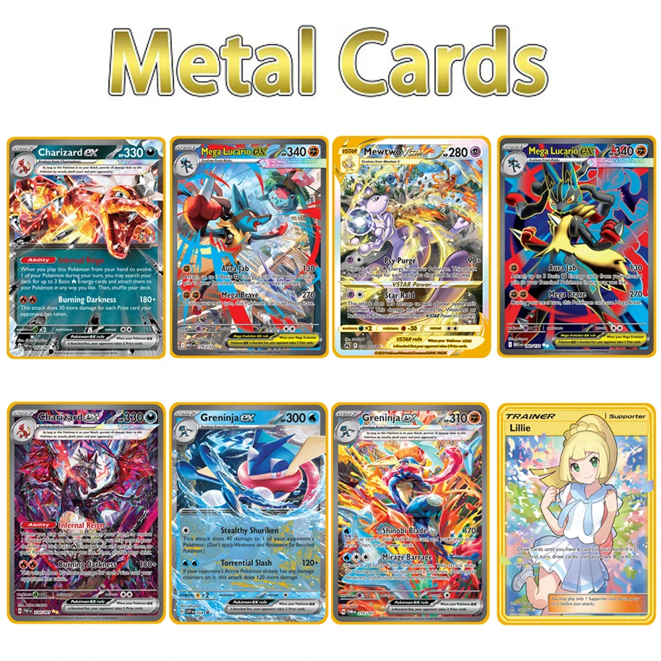 Крутая новая металлическая карта с покемоном, 10000 очков, Arceus Charizard, суперкарта, английская карта Mewtwo Lucario Greninja Lillie, аниме-карты