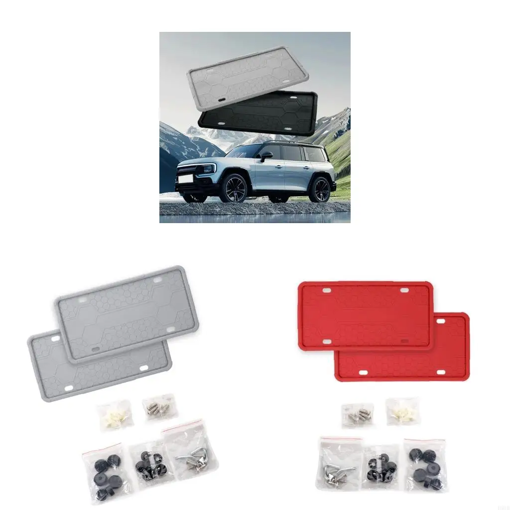

Complete License Plate Frame Support Solution For American Vehicles Soft Silicone Material With Theft Proof Screws 2PCS H9EE
