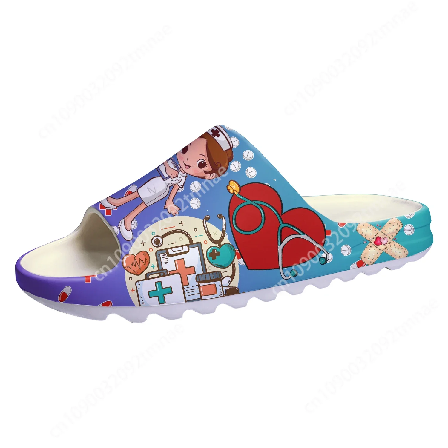 

Cute Cartoon Nurse Doctor Medical Soft Sole Sllipers Home Clogs Step On Water Shoes Mens Womens Teenager Step in Custom Sandals