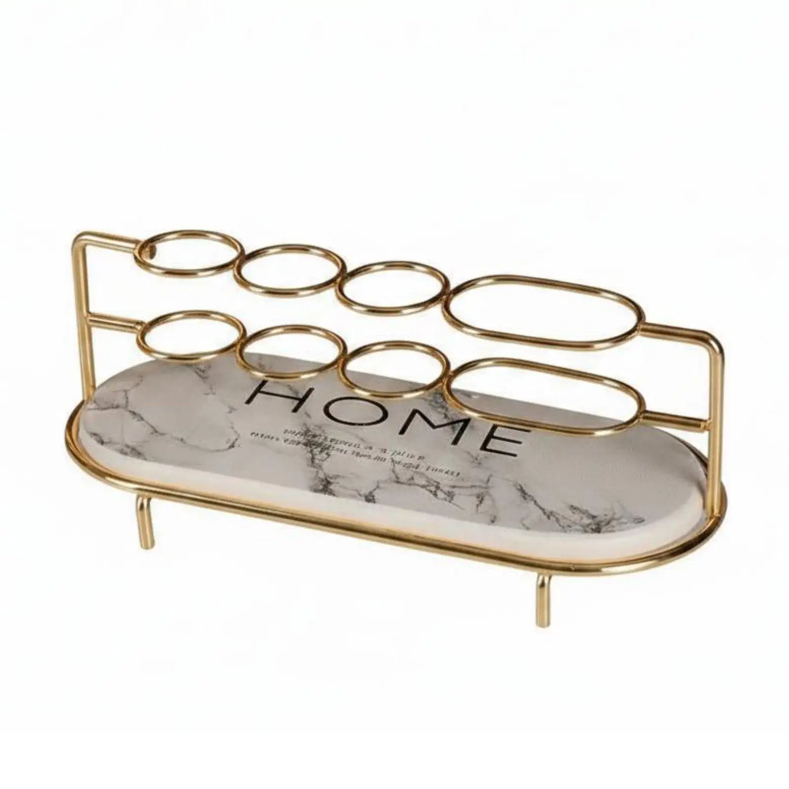Marble Patterned Bathroom Shelf with Wrought Iron Frame for Toothbrush Storage and Personal Care Items Organizer