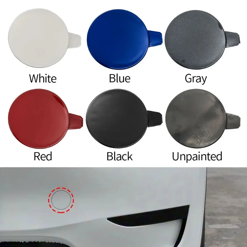 Car Front Bumper Tow Hook Cover Cap Accessory Black White Blue Red Gray For Tesla Model Y 2019-2024 1493746-00-A