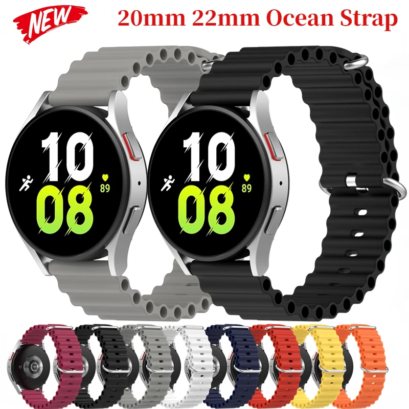 

20mm 22mm Ocean Silicone Strap For Samsung Galaxy Watch 6/5/4/3 Gear S3 Huawei Watch 3 GT3 Breathable Bracelet Band Amazfit GTR