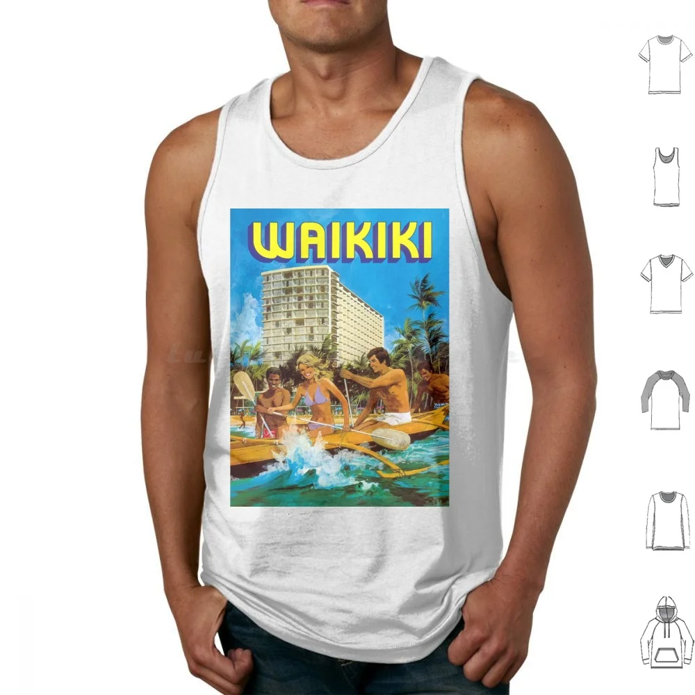 Jane And Friend Row A Boat On Beach Poster Tank Tops Vest Sleeveless Holiday Summer Hawaii Gedhank Travel Waikiki New Normal