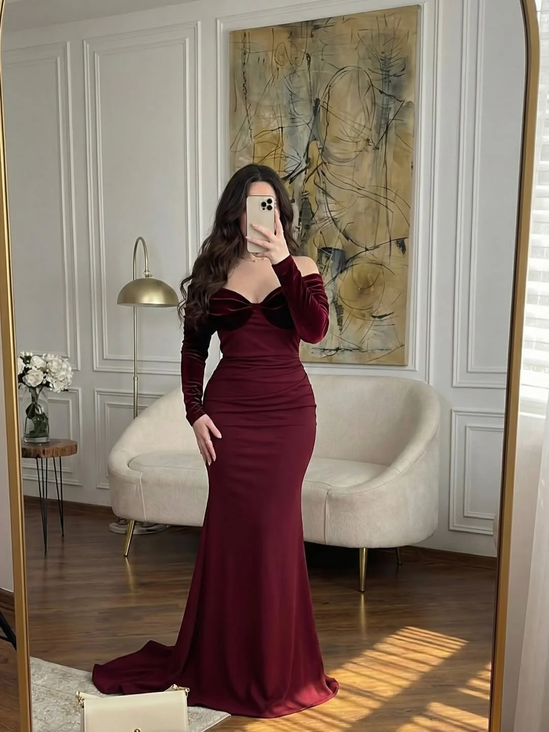 

Arabian Night Luxurious Claret Mermaid Women's Evening Party Dresses Prom Gowns Floor-Length Sexy Simply abendkleider hochzeit