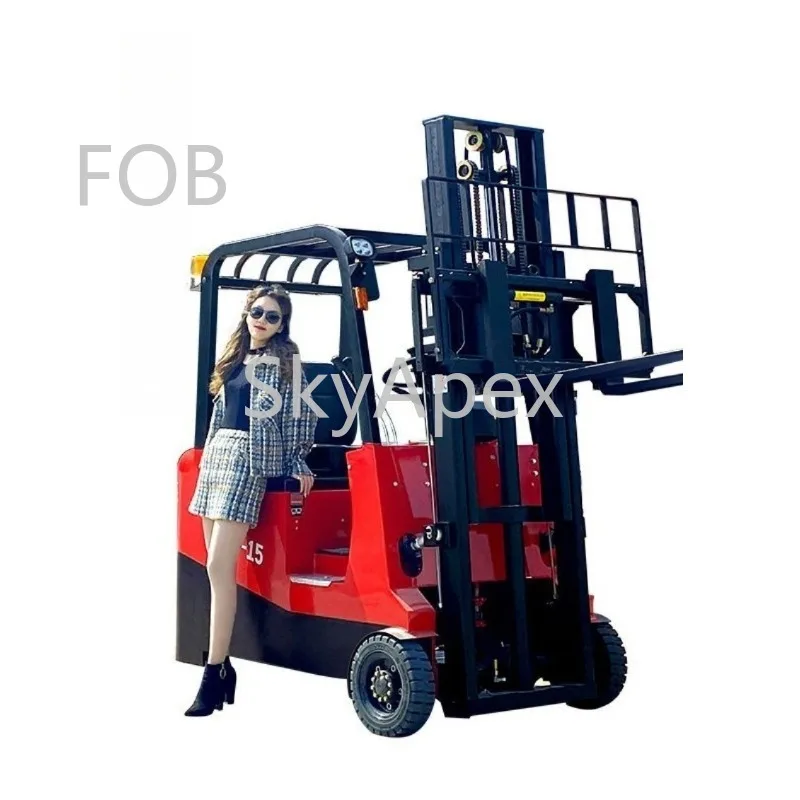 1-ton load-bearing electric off-road forklift outdoor pallet stacker high stability logistics warehouse cargo handling equipment