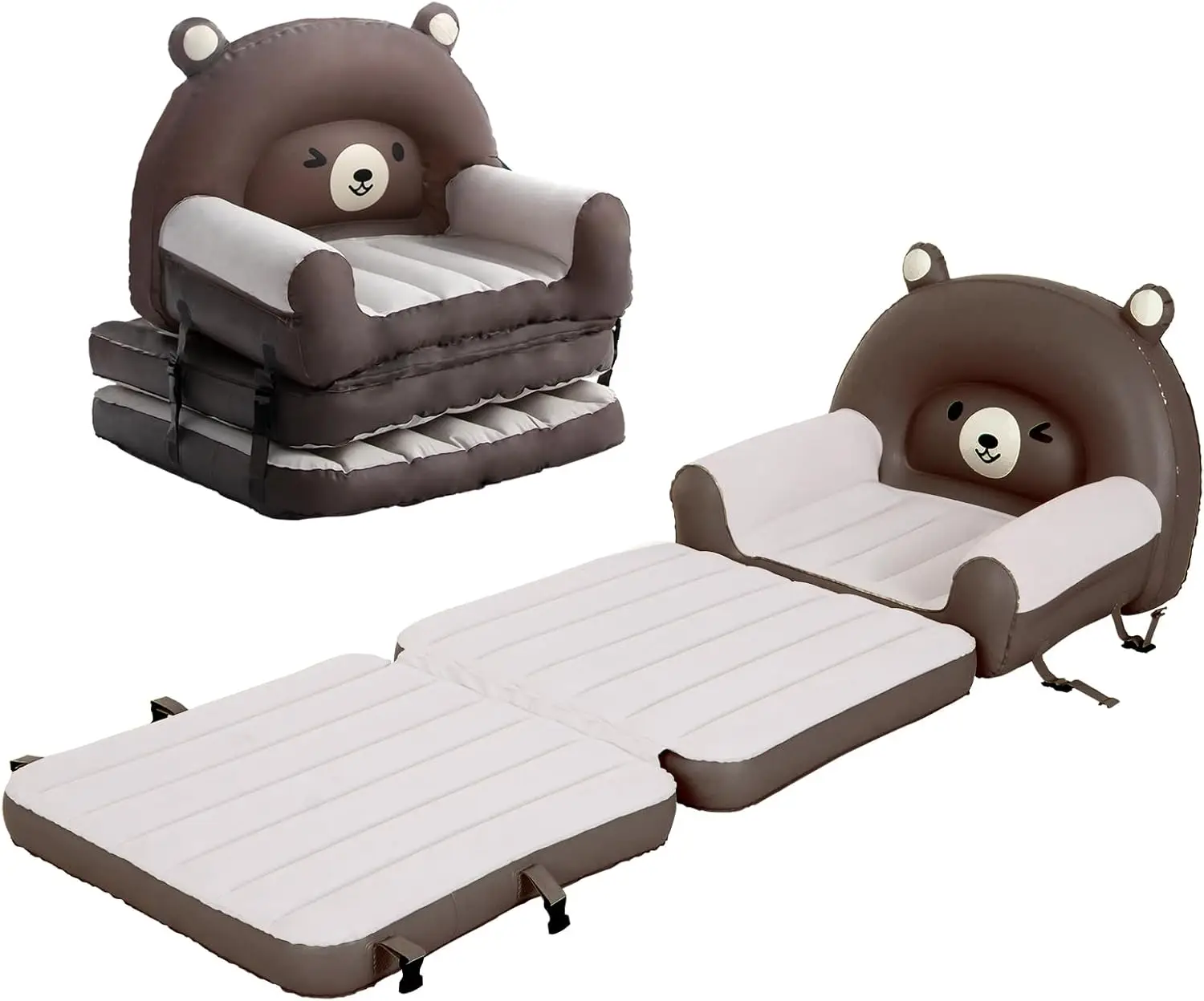 

Kids Air Sofa Bed Inflatable Mattress, Toddler Flocked Couch Bed With Armrest