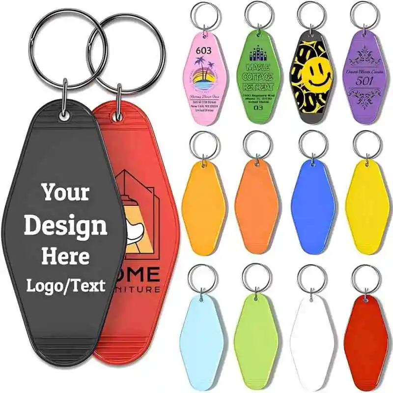 Personalized Custom Hotel Motel Keychain, Vintage Motel Keychain Bulk with Logo/Text, Acrylic Keychains, Key Tags