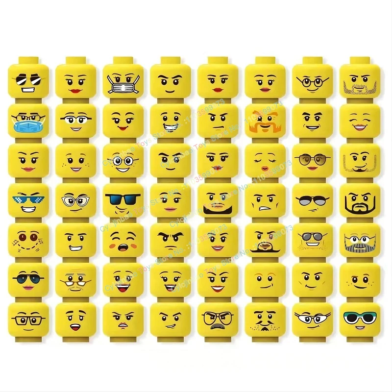 Hot 56 pz/lotto Mini Figure Creative Head Faces ride Cry Cute Facial Expression mattoni Building Blocks modello giocattoli per bambini regali