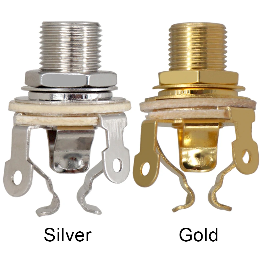 แจ็คสเตอริโอขนาด 1/4 นิ้ว (6.35 มม.) จำนวน 2 ชิ้น สำหรับเชื่อมต่ออุปกรณ์กีตาร์ไฟฟ้าและเบส