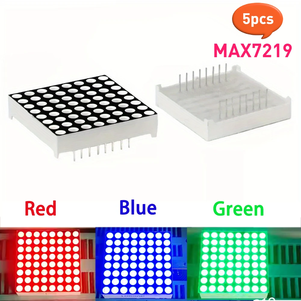 5pcs MAX7219 LED Display Modules 3MM Dot Matrix Module common-cathode Green/Red/Blue Light