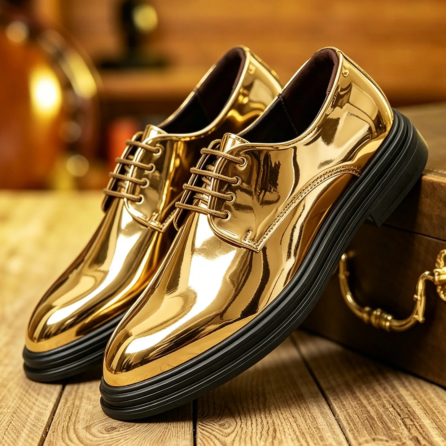 Men's Patent Leather Shoes Glossy Finish Formal Dress Shoes for Business Commuting Wedding Groomsmen Attire