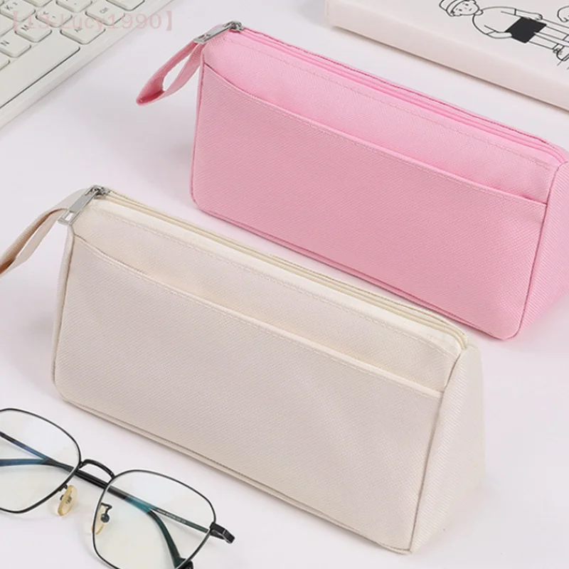 1PCS/Lot Oxford Cloth Pencil Case, Simple Double Layer, Large Capacity, Portable for Children, Perfect Gift