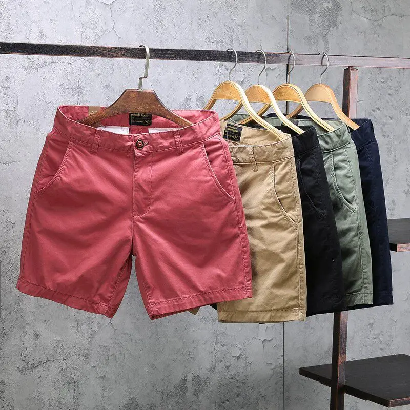 Men's Casual Wear-Resistant Shorts Summer High-End Casual Three-Quarter Length Workwear Shorts Youth Straight Leg Fit