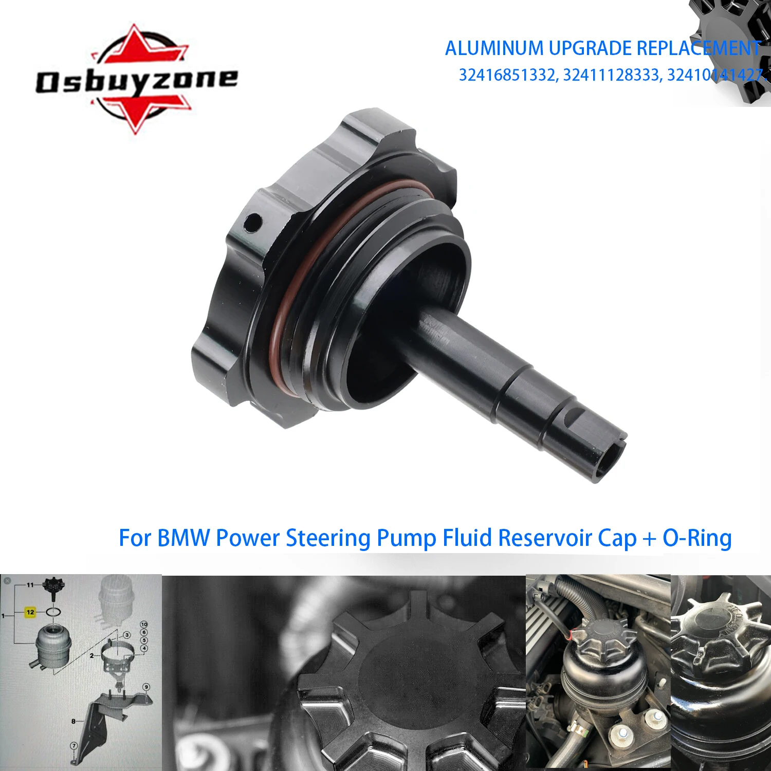 

Aluminum Power Steering Reservoir Cap for BMW E46 E36 e60 E85 E90 E39 E83 E92 N54 N52 325i 330i 328i 335i 32411128333