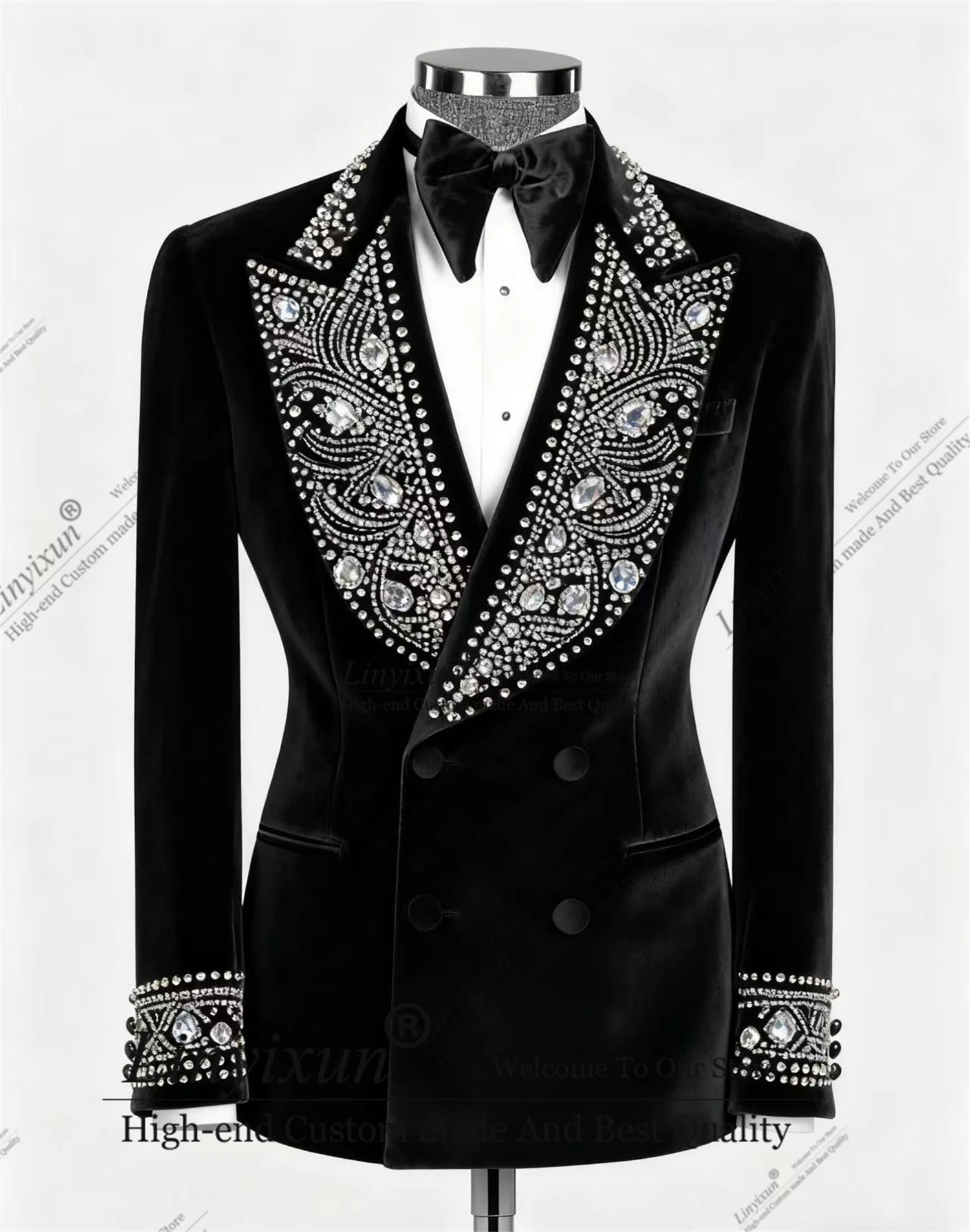 

Уникальный дизайн, украшенные мужские костюмы, комплекты из 2 предметов, мужские пиджаки для выпускного вечера, индивидуальные блестящие смокинги для жениха с лацканами, Ropa Hombre