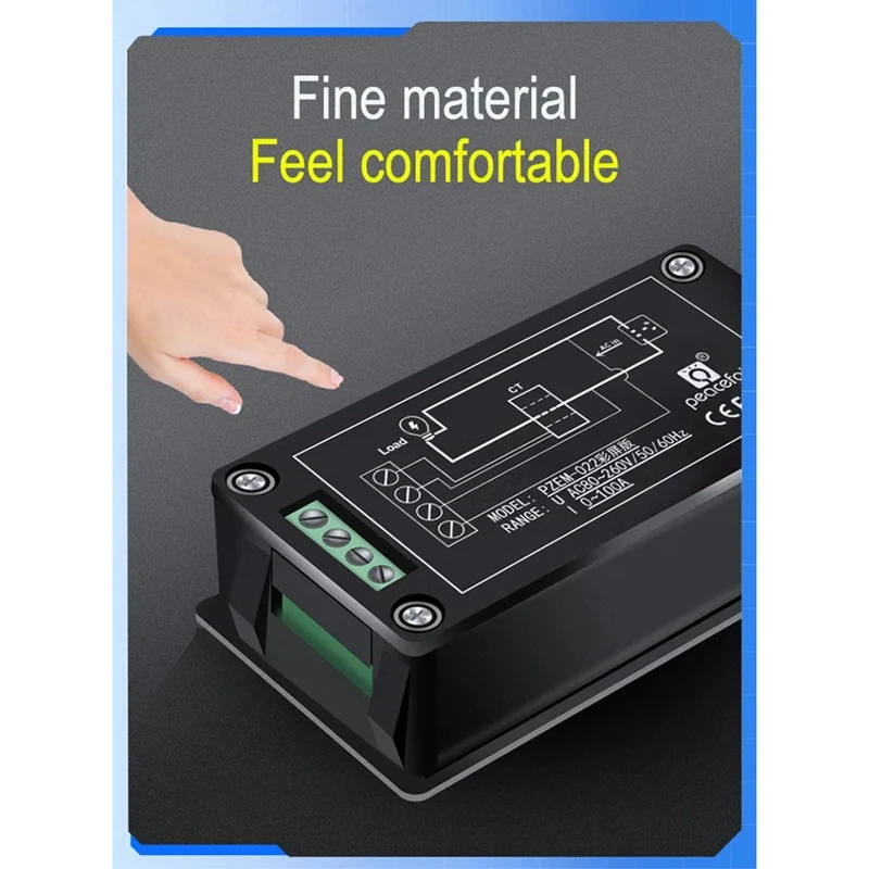 A73P-Peacefair PZEM-022 Digital Electronic Meter 6In1 Color LED Screen Single Phase Energy Meter Voltmeter Kwh Meter+Open CT