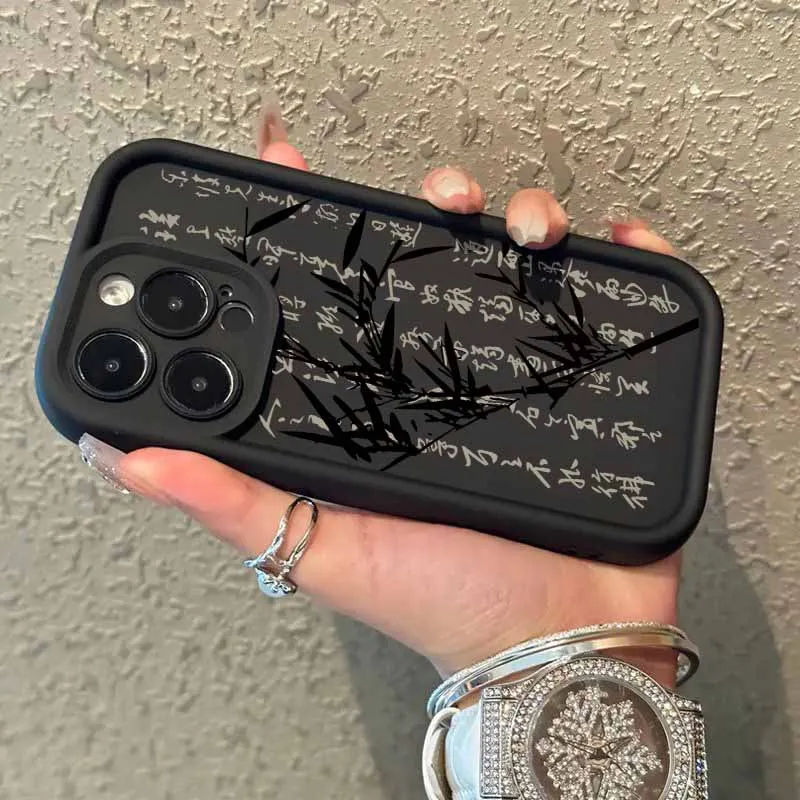 中国の竹書道模様のPOCO X3 X4 X5 X6 X7 M3 M4 M6 F4 F5 F6 C31 C50 C51 C61 C65 C75 C55 Plus用アイラダー携帯電話ケース/カバー