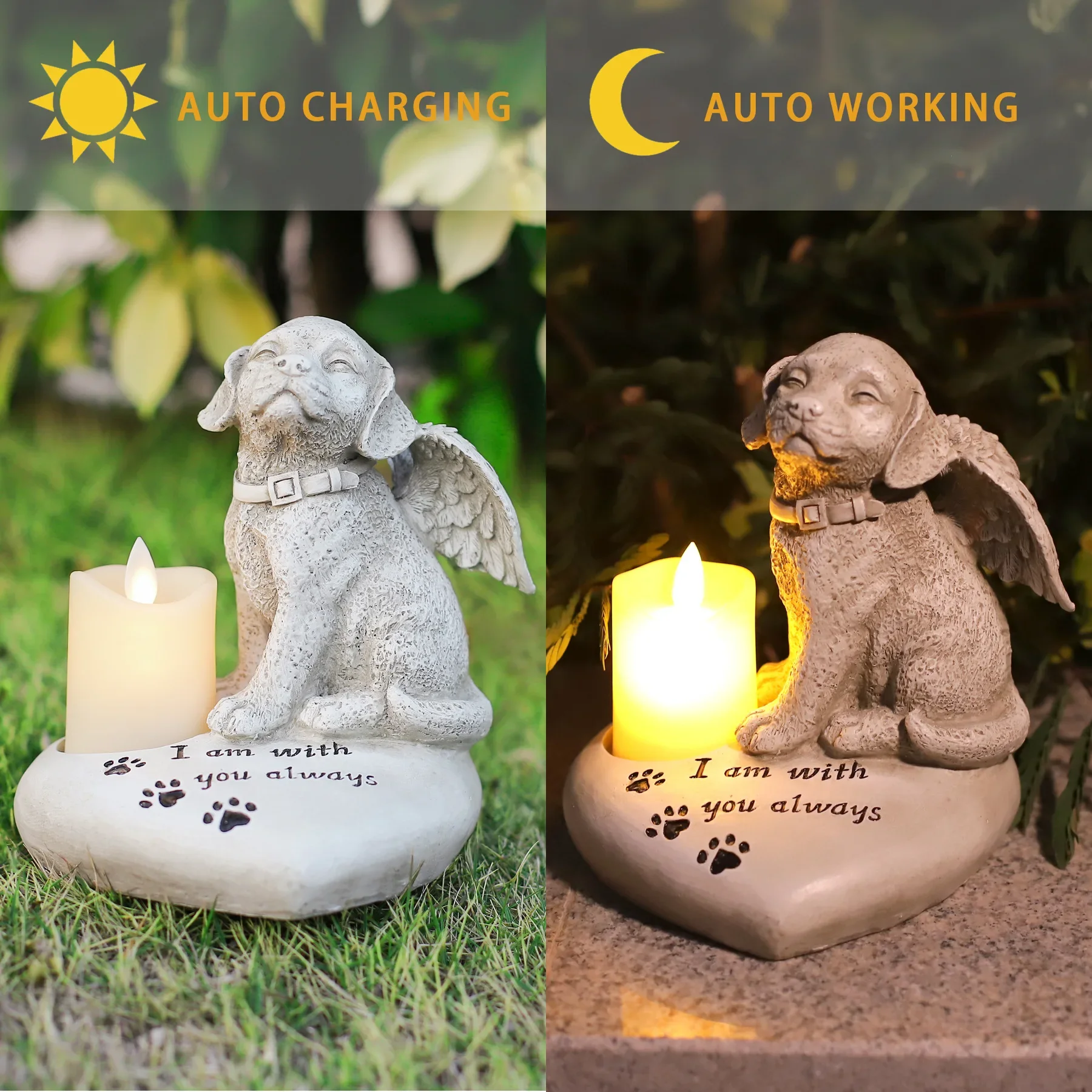 

Creative Resin Pet Gravestone Angel Dog Statue Outdoor Garden Decor Animal Sculpture Ornament