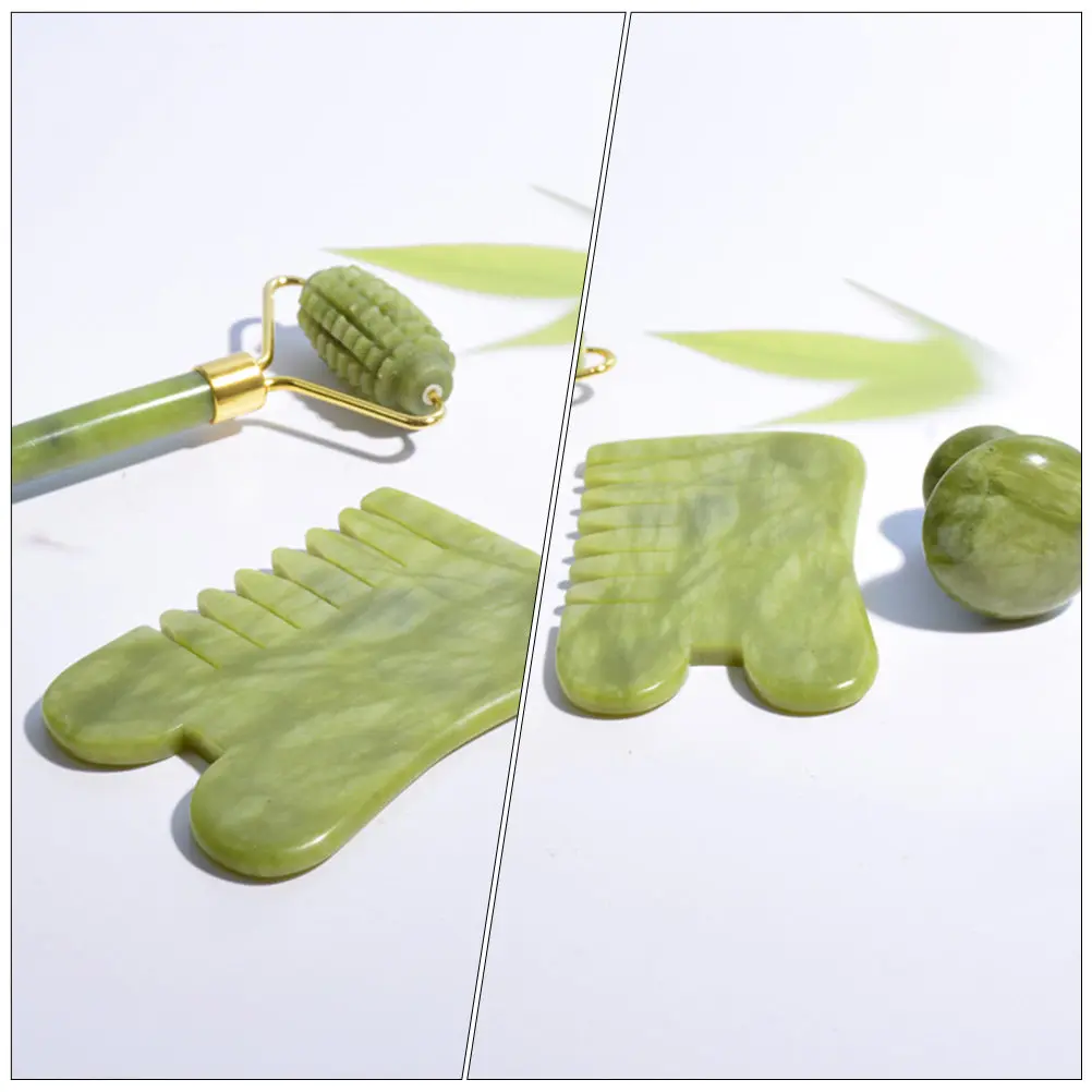 1Set Jade Comb Mushroom Stone Facial Body Massager for Skin Refreshing Blood Circulation Stress Relief Wrinkle Relaxation Beauty