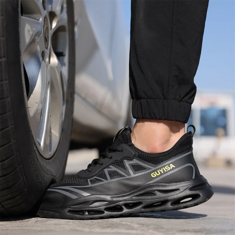 Work Sneakers Steel Toe Shoes Men Safety Shoes Puncture-Proof Work Shoes Air Cushion Boots Indestructible Footwear Security