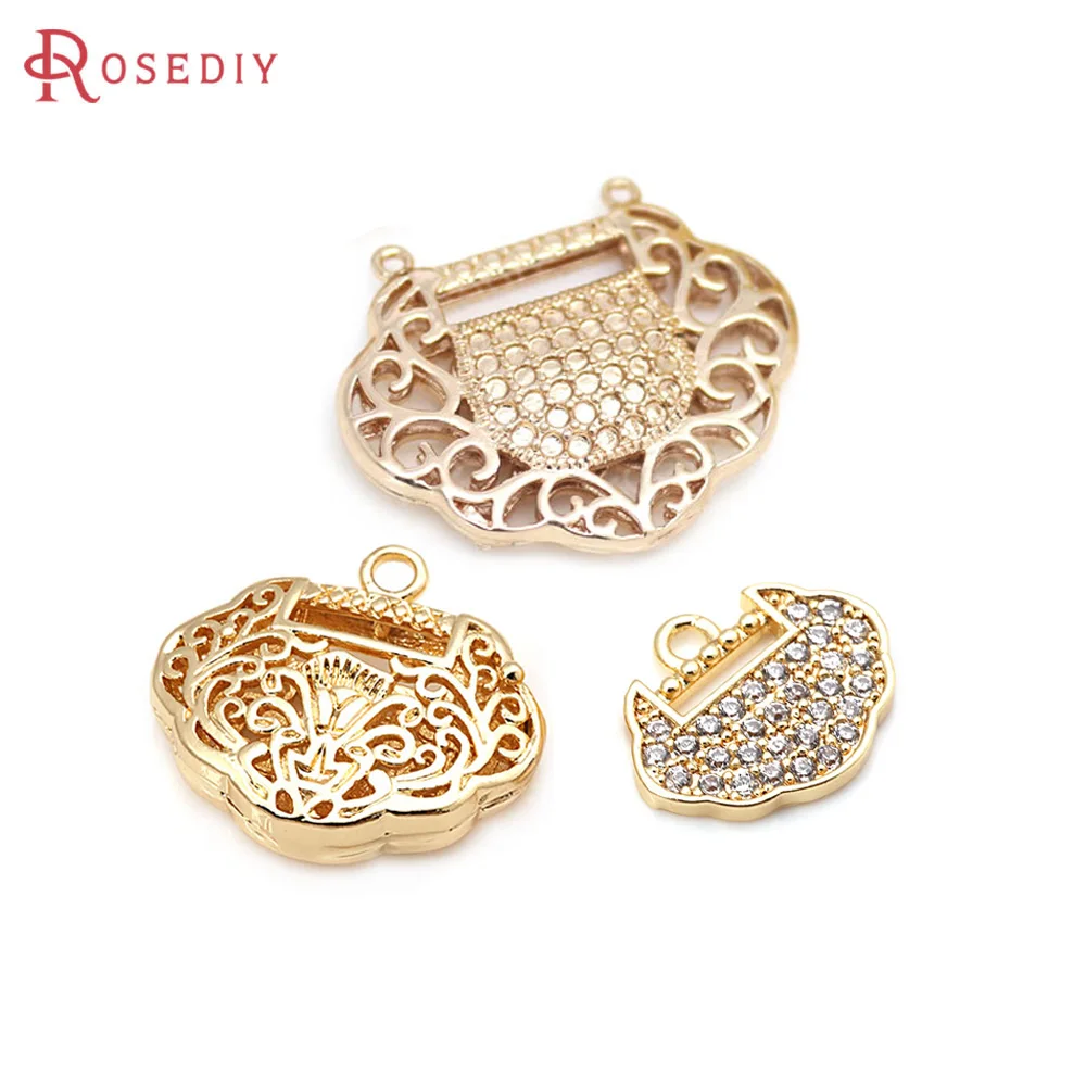 

18K Gold Color Brass Lucky Lock Charms Pendants High Quality Diy Jewelry Making Supplies Necklace Earrings Accessories for Women