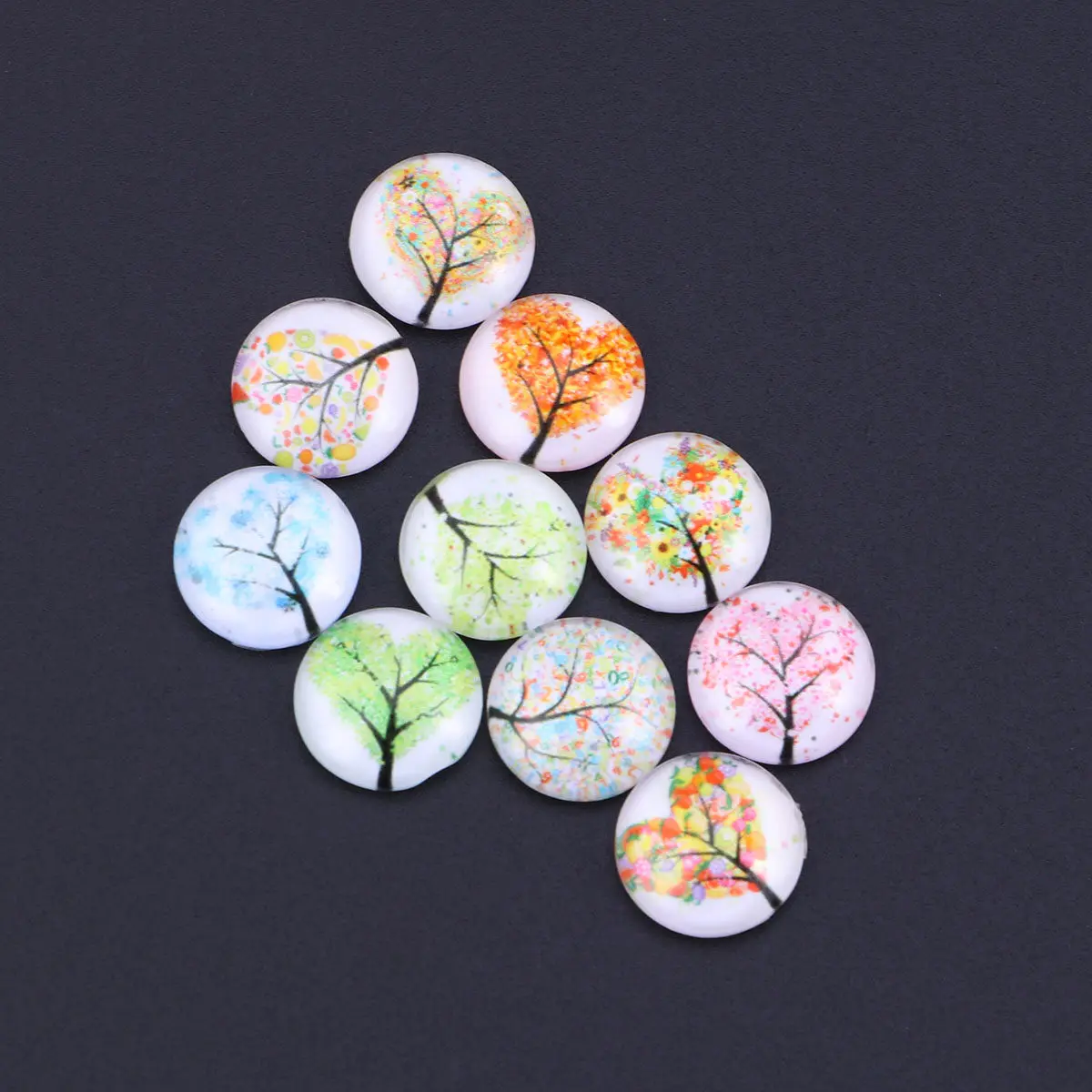 

10pcs 12Mm Crystal Glass Cabochons Half Round Flat Back For Jewelry Making Diy Craft Supplies Mixed Round Glass Tiles For