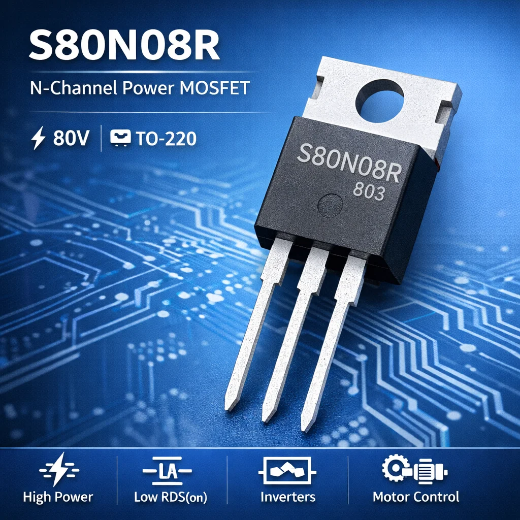 

(10pcs) S80N08R N-Channel Power MOSFET 80A 80V TO-220 Transistor