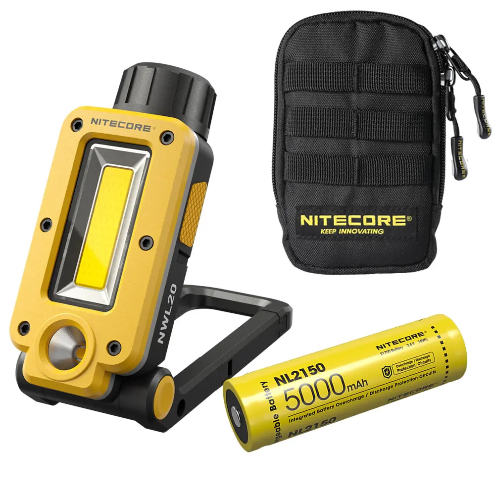 NITECORE NWL20 USB-C Rechargeable Work Light 180° Adjustable Multifunctional Triple Output Floodlight Spotlight + 21700 Battery