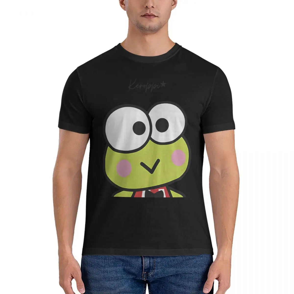 Men's Sanrio Cartoon Character T Shirts Keroppi Pure Cotton Clothes Leisure Short Sleeve Crewneck Tee Shirt New Arrival T-Shirts