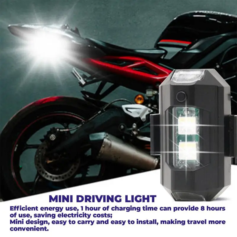 Mini Floodlight For Motorcycle Rechargeable LED Grille Light Motorcycle LED Lights Bike Safe Night Riding Light With High Bright