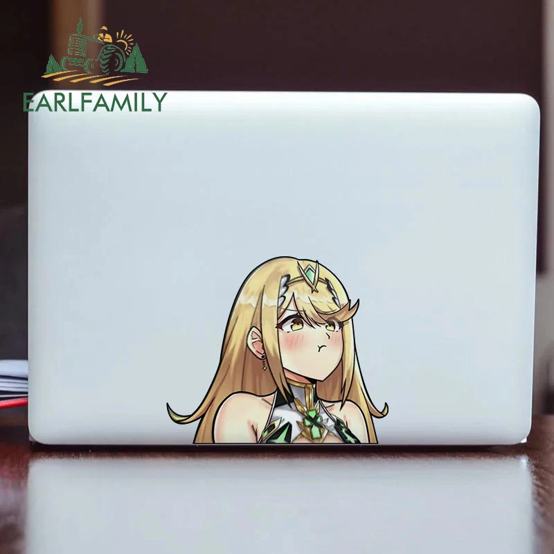 EARLFAMILY 13cm x 11.4cm for Xenoblade Chronicles 2 Mythra Cute Pouting Car Stickers Vinyl Decals Car Accessories Personality